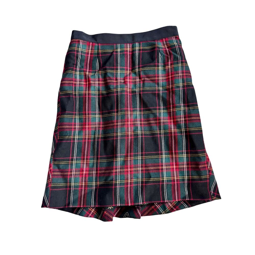 Vintage Y2K 100% Wool J. CREW Tartan Christmas Plaid Mini Skirt Size 0 Preppy